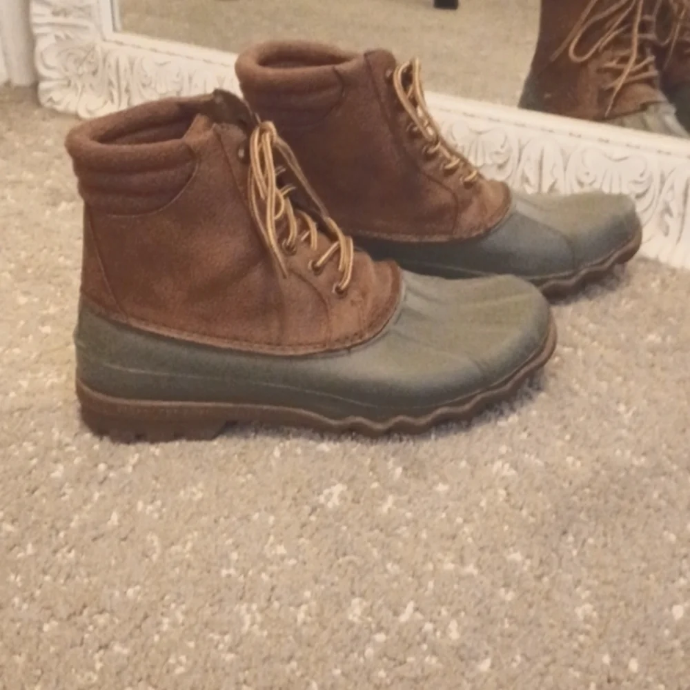 Sperry Top Sider Waterproof Duck Boot Olive and Tan